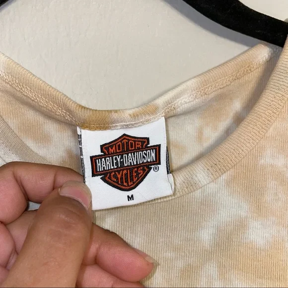 Harley-Davidson Womens Beige‎ Green Orange Tie-die Tank Top Size M - Picture 4 of 7